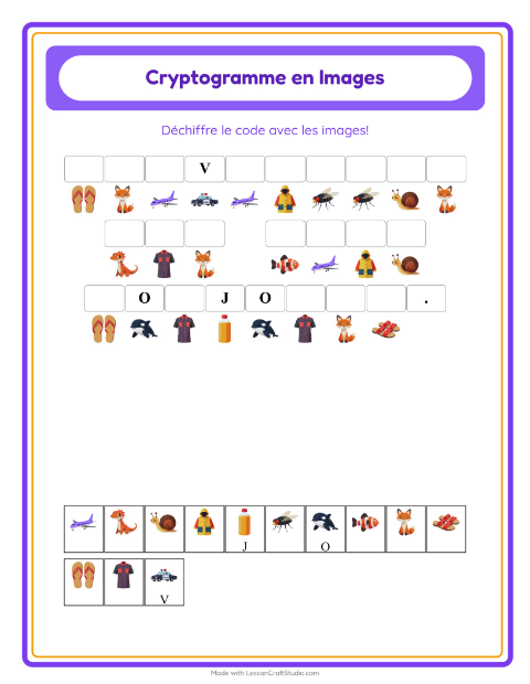 Aperçu de la fiche Cryptogramme pour École maternelle (grande section, 5-7 ans)