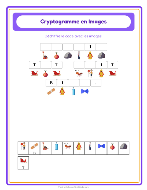 Aperçu de la fiche Cryptogramme pour École maternelle (grande section, 5-7 ans)