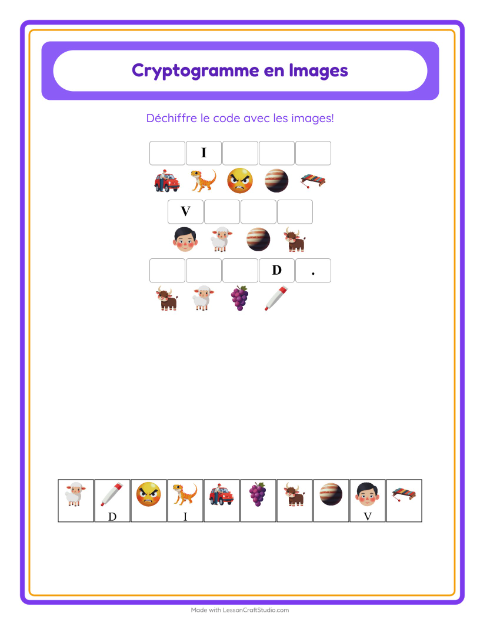 Aperçu de la fiche Cryptogramme pour École maternelle (grande section, 5-7 ans)