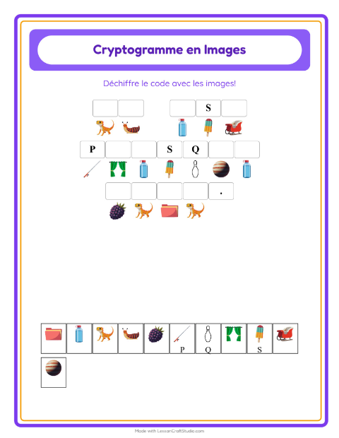 Aperçu de la fiche Cryptogramme pour École maternelle (grande section, 5-7 ans)