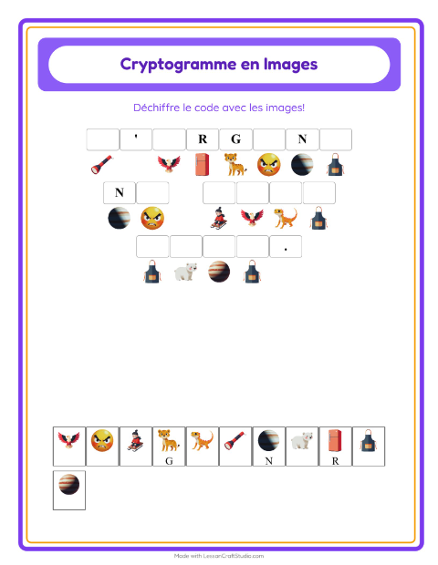Aperçu de la fiche Cryptogramme pour École maternelle (grande section, 5-7 ans)