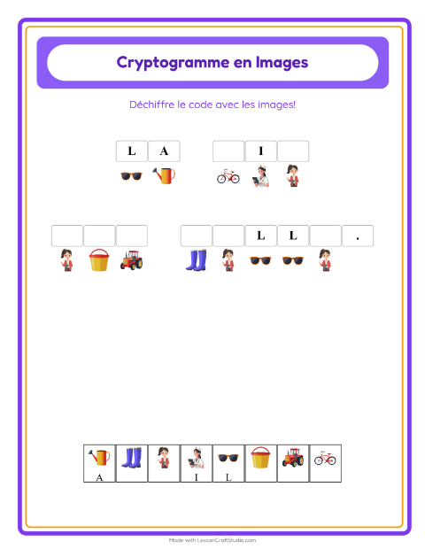 Aperçu de la fiche Cryptogramme pour École maternelle (grande section, 5-7 ans)