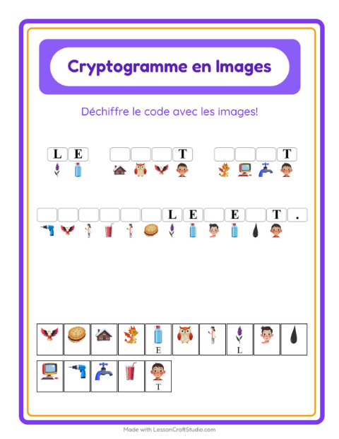 Aperçu de la fiche Cryptogramme pour École maternelle (grande section, 5-7 ans)