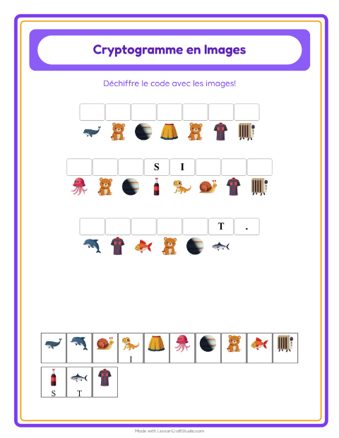 Aperçu de la fiche Cryptogramme pour École maternelle (grande section, 5-7 ans)