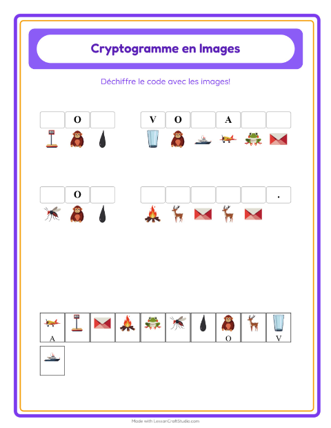 Aperçu de la fiche Cryptogramme pour École maternelle (grande section, 5-7 ans)