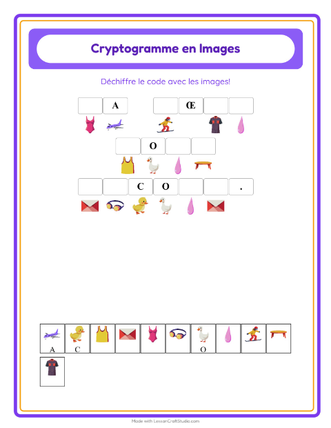 Aperçu de la fiche Cryptogramme pour École maternelle (grande section, 5-7 ans)