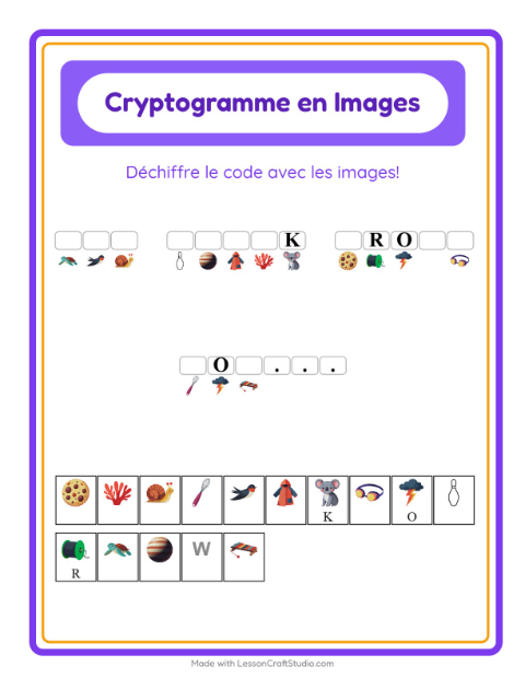 Aperçu de la fiche Cryptogramme pour École maternelle (grande section, 5-7 ans)