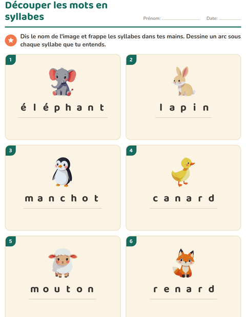 Découper les mots en syllabes : un arc sous chaque syllabe entendue