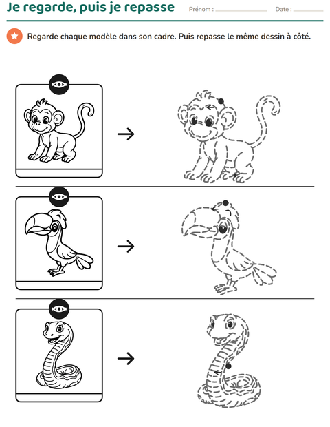 Aperçu de la fiche Dessins à repasser pour École maternelle (grande section, 5-7 ans)