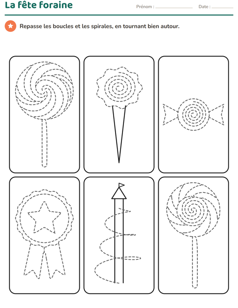 Aperçu de la fiche Dessins à repasser pour École maternelle (grande section, 5-7 ans)
