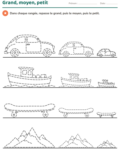 Aperçu de la fiche Dessins à repasser pour École maternelle (grande section, 5-7 ans)