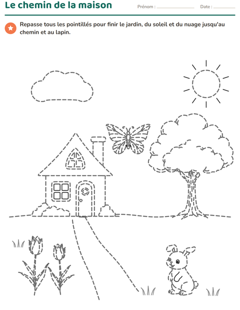 Dessin à repasser maternelle : le chemin jusqu'à la maison