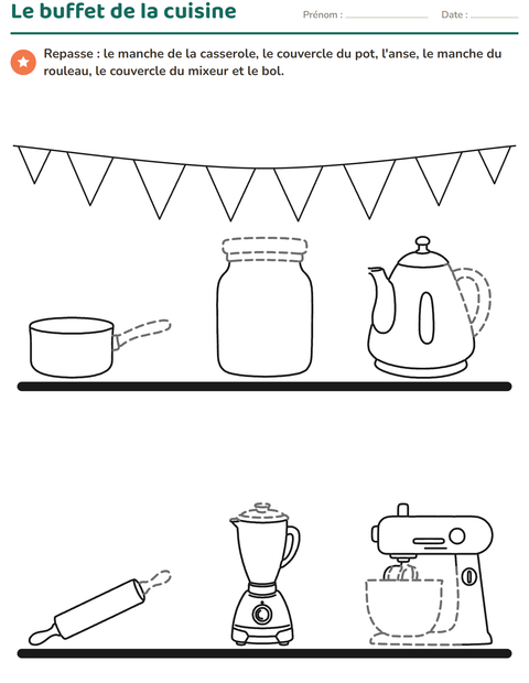 Aperçu de la fiche Dessins à repasser pour École maternelle (grande section, 5-7 ans)