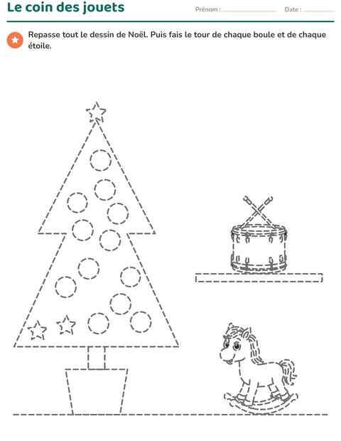 Aperçu de la fiche Dessins à repasser pour École maternelle (grande section, 5-7 ans)