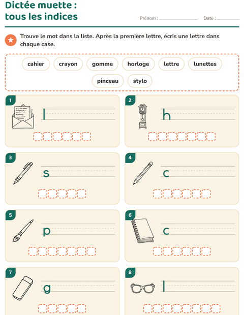 Aperçu de la fiche Dictée muette avec Éducation NB pour CP (cours préparatoire)
