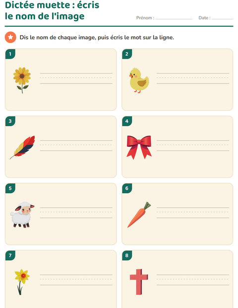 Aperçu de la fiche Dictée muette avec Pâques pour CP (cours préparatoire)