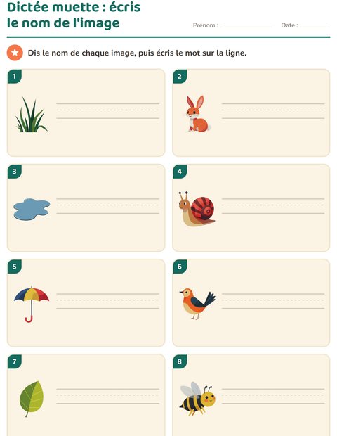 Aperçu de la fiche Dictée muette avec Printemps pour CP (cours préparatoire)