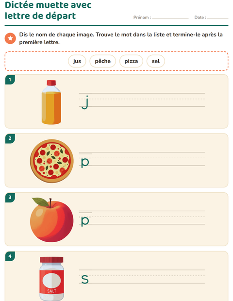 Aperçu de la fiche Dictée muette avec Au supermarché pour CP (cours préparatoire)