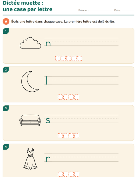 Aperçu de la fiche Dictée muette avec Maison et Nature NB pour CP (cours préparatoire)