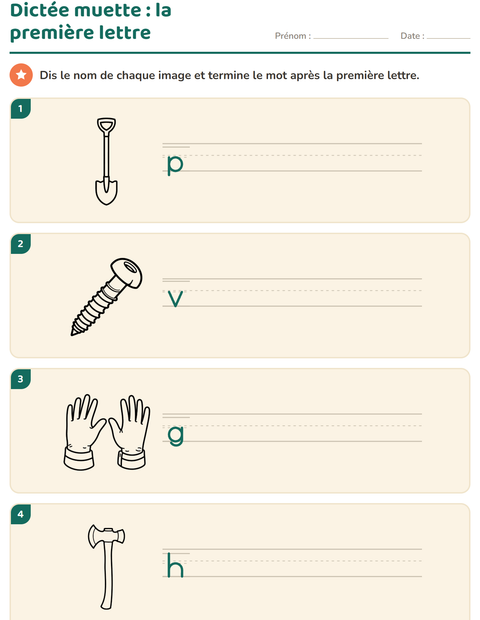 Aperçu de la fiche Dictée muette avec Outils NB pour CP (cours préparatoire)