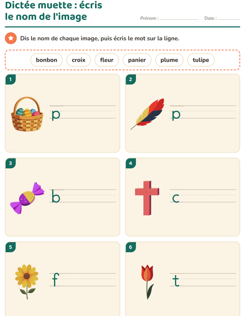 Aperçu de la fiche Dictée muette avec Pâques pour CP (cours préparatoire)