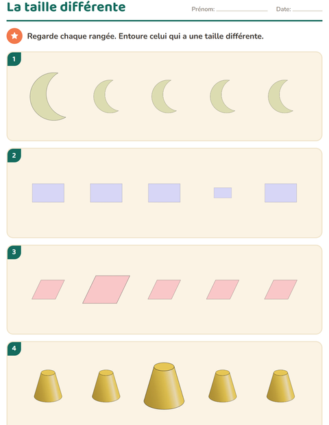 Aperçu de la fiche Discrimination visuelle avec Formes pour École maternelle (grande section, 5-7 ans)