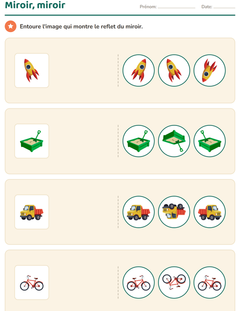 Aperçu de la fiche Discrimination visuelle avec Jouets pour École maternelle (grande section, 5-7 ans)