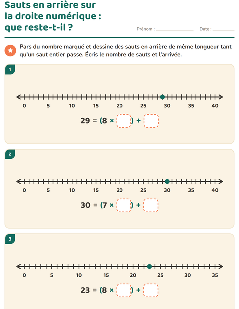 Aperçu de la fiche Division avec reste pour CE2 (cours élémentaire 2)