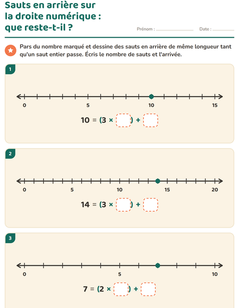 Aperçu de la fiche Division avec reste pour CE2 (cours élémentaire 2)
