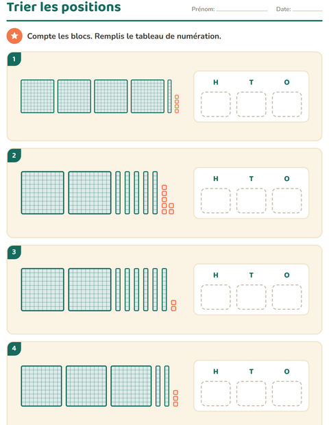 Aperçu de la fiche Dizaines et unités pour CE1 (cours élémentaire 1)