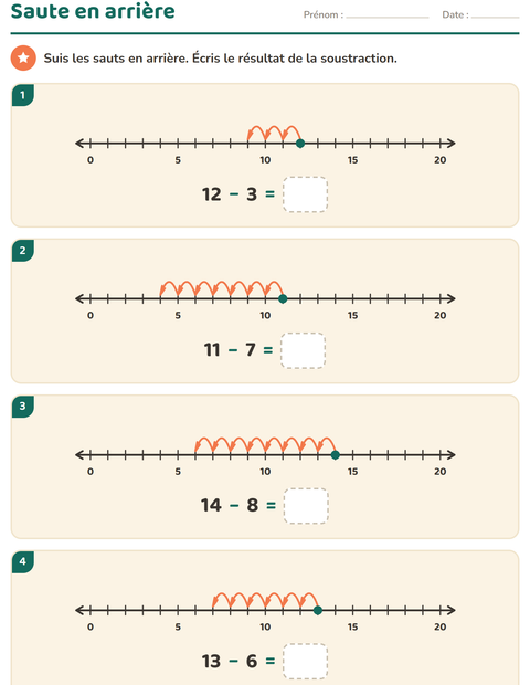 Aperçu de la fiche Droite numérique pour CP (cours préparatoire)
