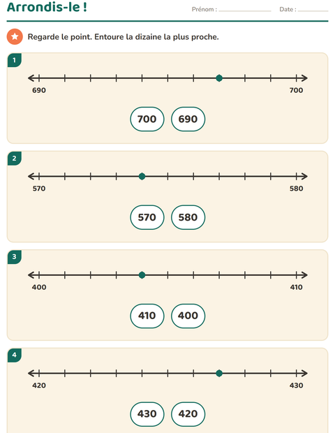 Aperçu de la fiche Droite numérique pour CE1 (cours élémentaire 1)