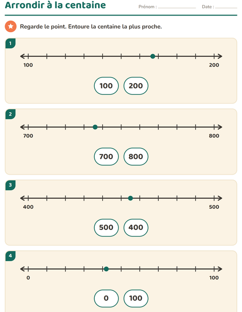 Aperçu de la fiche Droite numérique pour CE2 (cours élémentaire 2)
