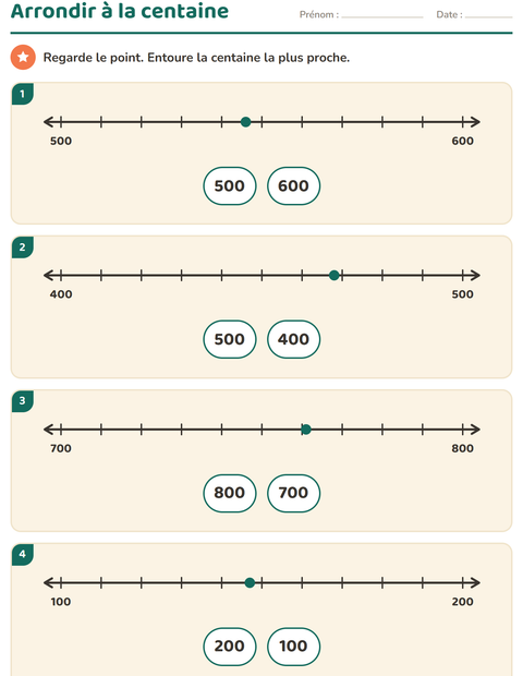Aperçu de la fiche Droite numérique pour CE2 (cours élémentaire 2)