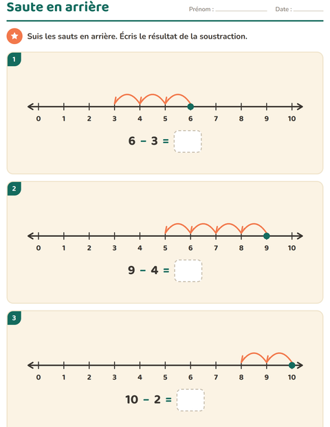 Aperçu de la fiche Droite numérique pour CP (cours préparatoire)