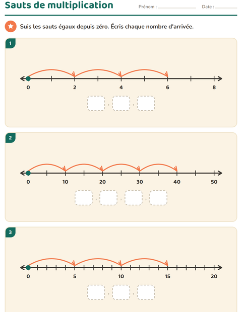 Aperçu de la fiche Droite numérique pour CE2 (cours élémentaire 2)