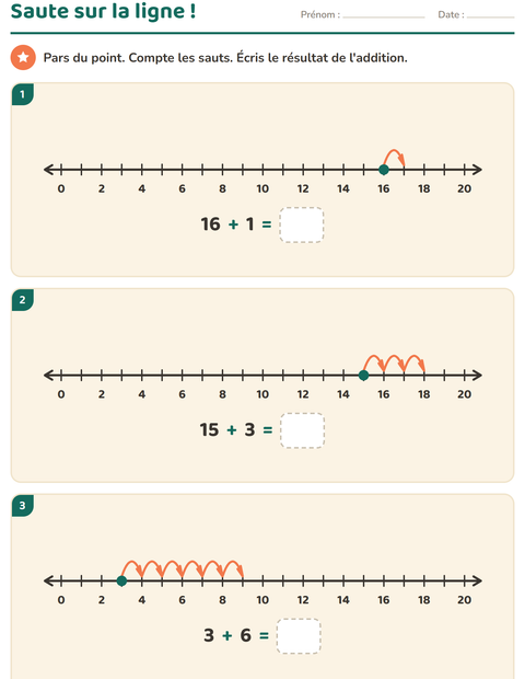Aperçu de la fiche Droite numérique pour CP (cours préparatoire)