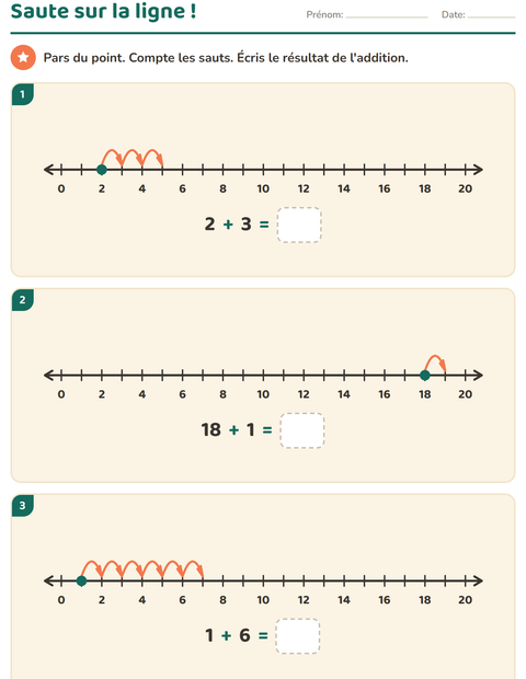 Aperçu de la fiche Droite numérique pour CP (cours préparatoire)