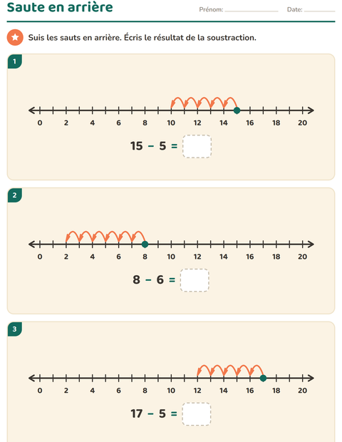 Aperçu de la fiche Droite numérique pour CP (cours préparatoire)