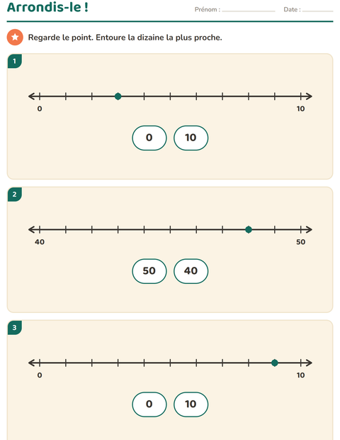 Aperçu de la fiche Droite numérique pour CE1 (cours élémentaire 1)