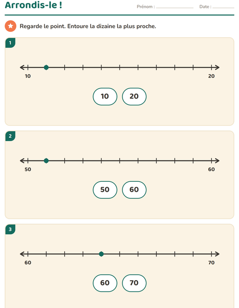 Aperçu de la fiche Droite numérique pour CE1 (cours élémentaire 1)