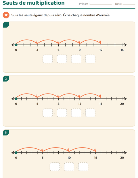 Aperçu de la fiche Droite numérique pour CE2 (cours élémentaire 2)