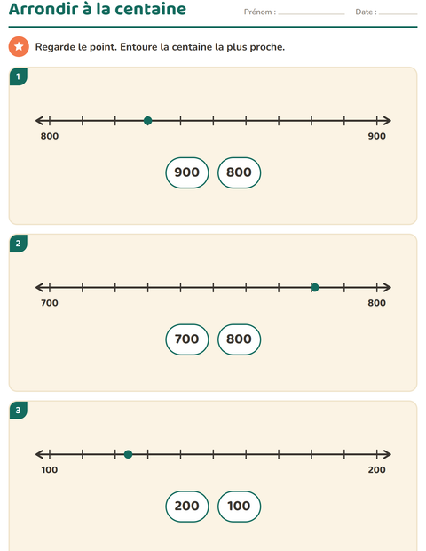 Aperçu de la fiche Droite numérique pour CE2 (cours élémentaire 2)