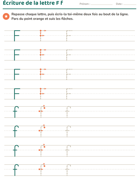 Aperçu de la fiche Écriture des lettres pour École maternelle (grande section, 5-7 ans)