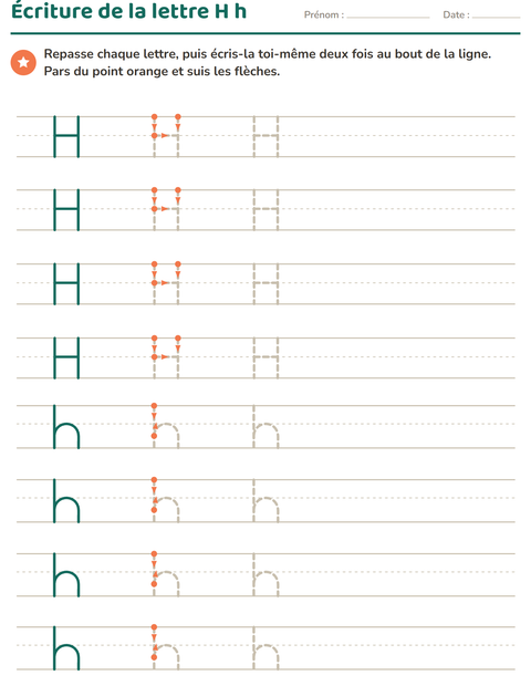 Aperçu de la fiche Écriture des lettres pour École maternelle (grande section, 5-7 ans)