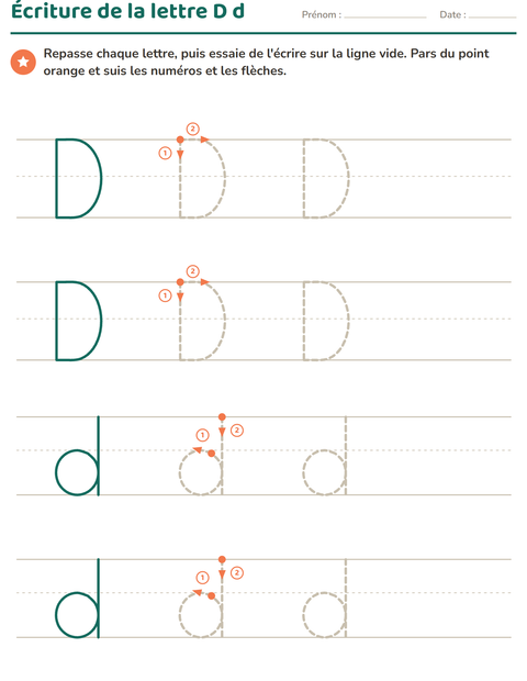 Aperçu de la fiche Écriture des lettres pour École maternelle (grande section, 5-7 ans)