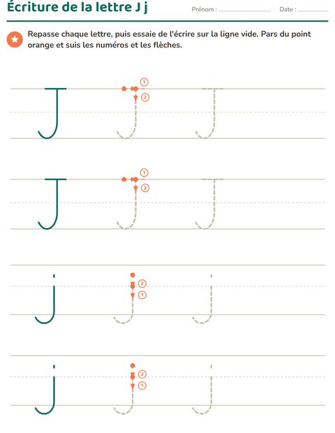 Aperçu de la fiche Écriture des lettres pour École maternelle (grande section, 5-7 ans)