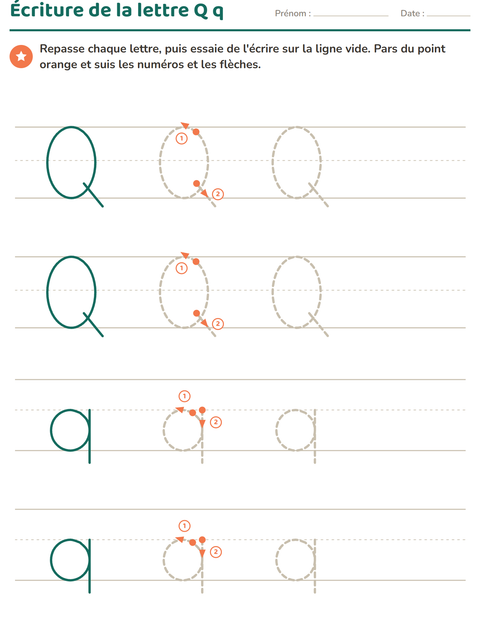 Aperçu de la fiche Écriture des lettres pour École maternelle (grande section, 5-7 ans)