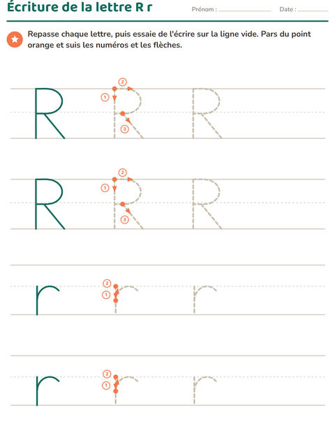Aperçu de la fiche Écriture des lettres pour École maternelle (grande section, 5-7 ans)