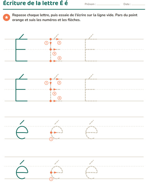 Aperçu de la fiche Écriture des lettres pour École maternelle (grande section, 5-7 ans)